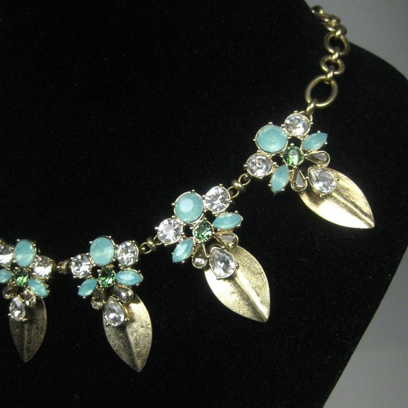 Mythologie Necklace Jewelry Fashion Women 17 Inch Goldtone Cluster Blue Runway - Picture 4 of 6